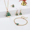Green & Goldtone Christmas Tree Necklace, Earring, Ring & Bracelet Set - White sold by Zulily