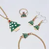 Green & Goldtone Christmas Tree Necklace, Earring, Ring & Bracelet Set - White sold by Zulily