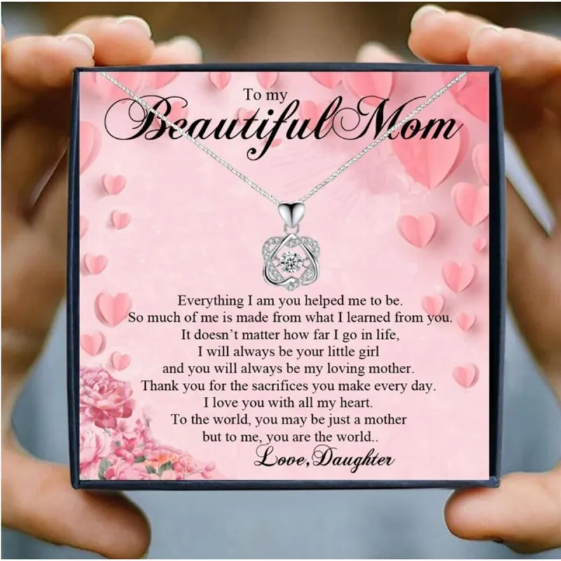 Silvertone Cz Knot Pendant Necklace - To My Beautiful Mom - White sold by Zulily