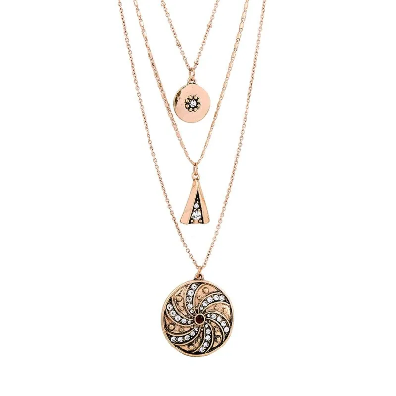 Brass Crystal Swirled Layered Necklace - White sold by Zulily