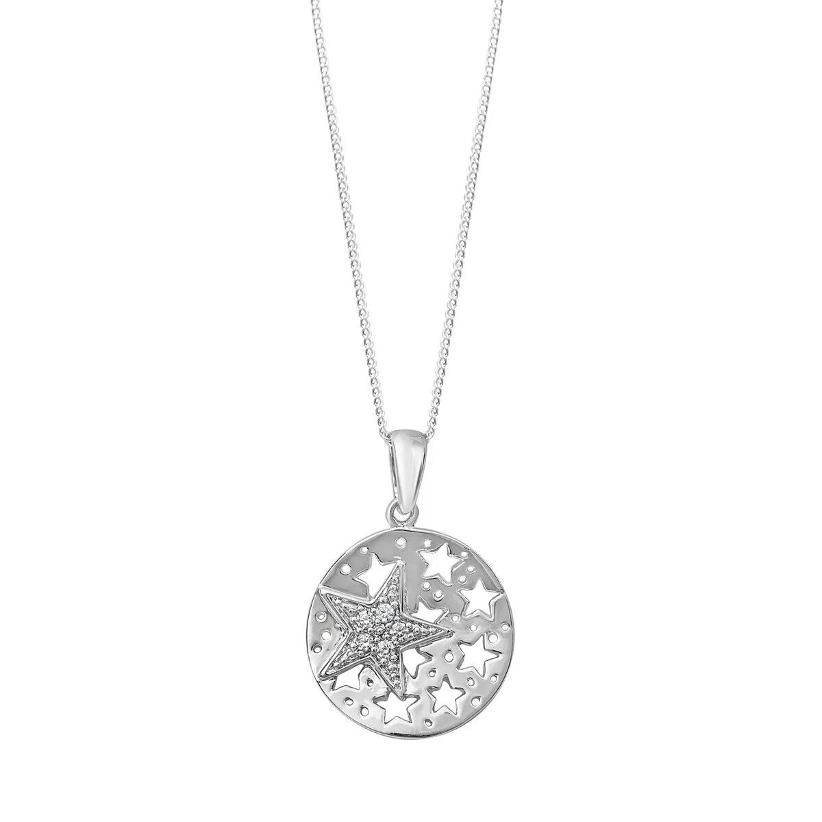 Cubic Zirconia & Sterling Silver Cut-out Star Pendant Necklace - White sold by Zulily