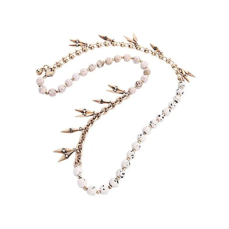 Goldtone White Beaded Necklace sold by Zulily