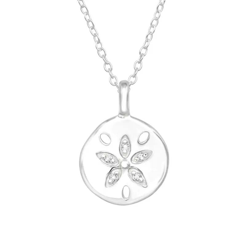 Sterling Silver Sand Dollar Pendant Necklace With Cubic Zirconia - Ag Sterling sold by Zulily