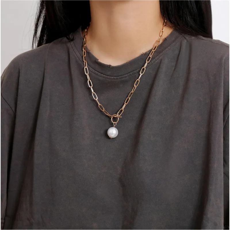 Goldtone Imitation Pearl Minimalist Necklace - White sold by Zulily