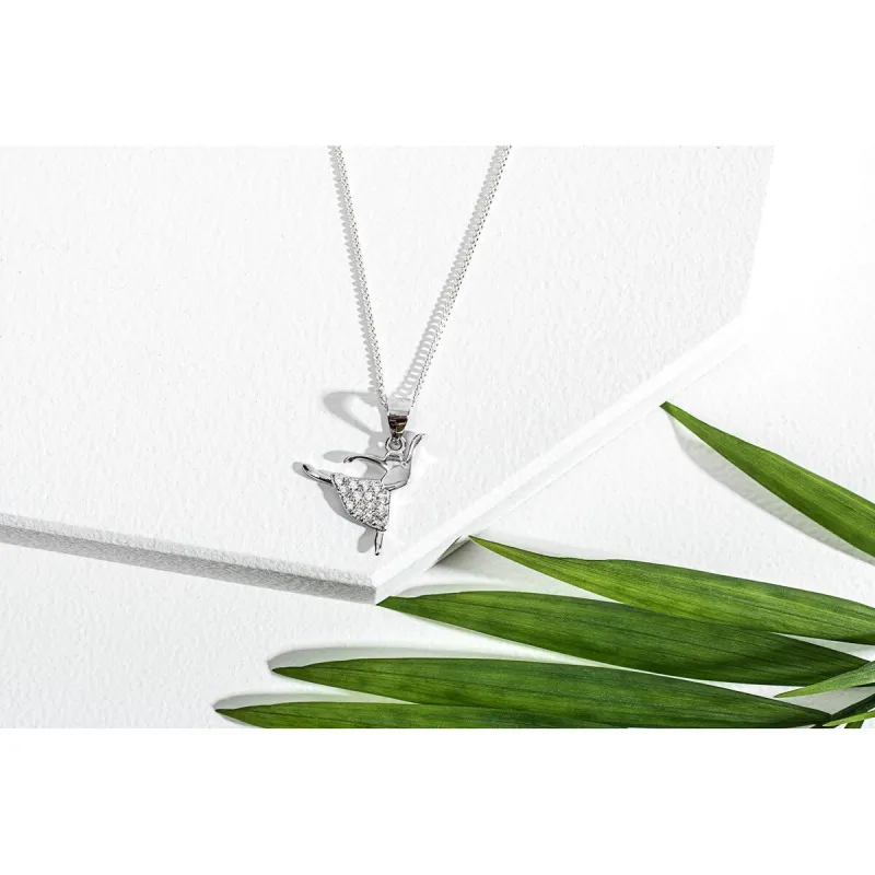 Cubic Zirconia & Sterling Silver Dancing Ballerina Pendant Necklace - White sold by Zulily