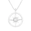 Sterling Silver Dainty Compass Pendant Necklace With Cubic Zirconia Center - Ag Sterling - White sold by Zulily
