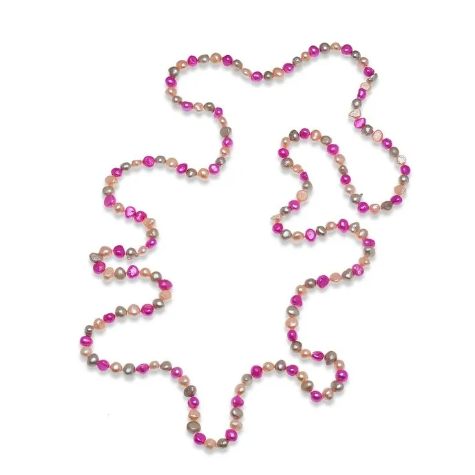 Multi Colored Pearl Long Strand Necklace - White sold by Zulily