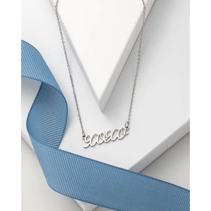 Silvertone Stainless Steel Xoxo Pendant Necklace - White sold by Zulily