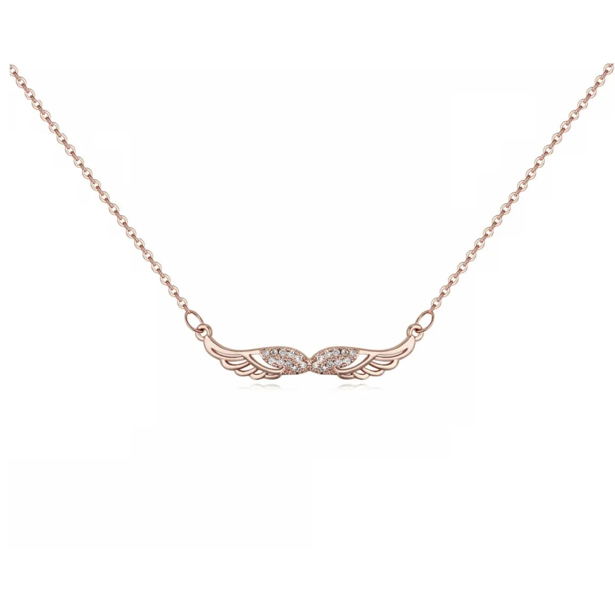 Rose Goldtone Cubic Zirconia Wing Pendant Necklace - White sold by Zulily