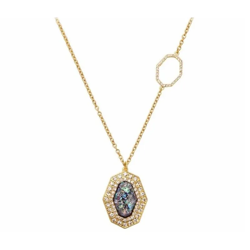 Goldtone Iridescent Crystal Pave Pendant Necklace - White sold by Zulily