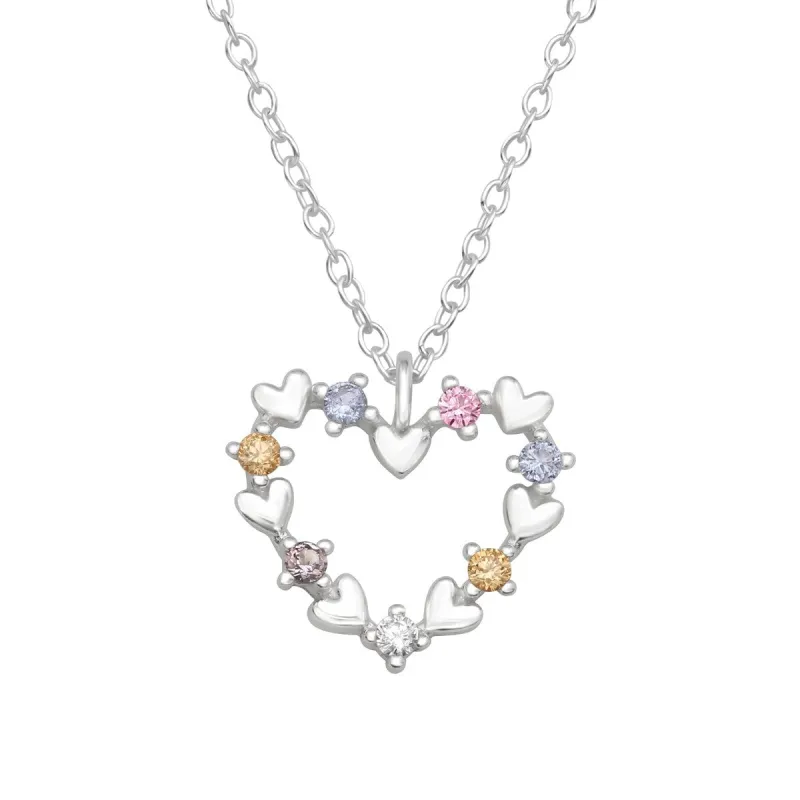 Sterling Silver Heart Pendant Necklace with Cubic Zirconia - White sold by Zulily