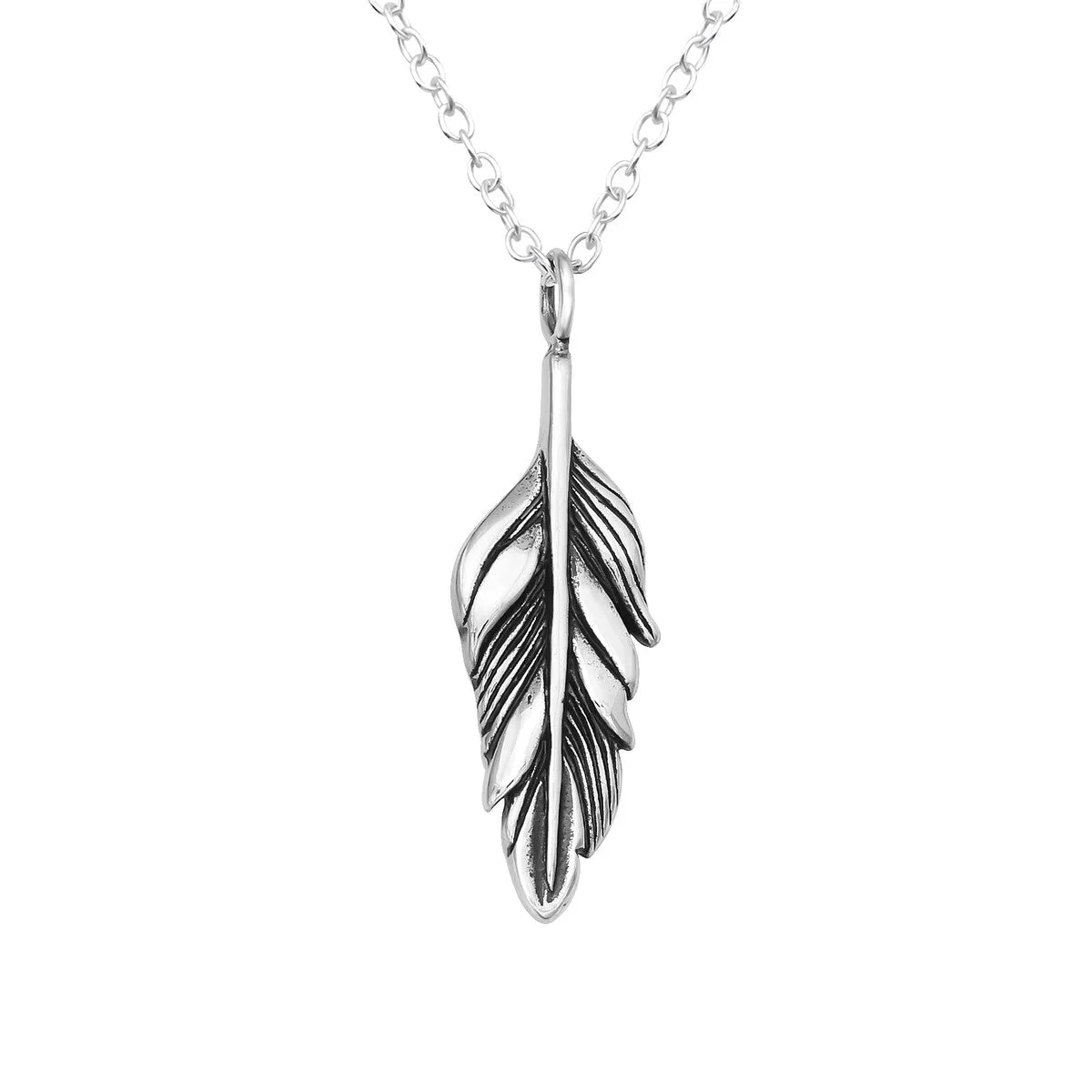 Sterling Silver Feather Pendant Necklace - White sold by Zulily