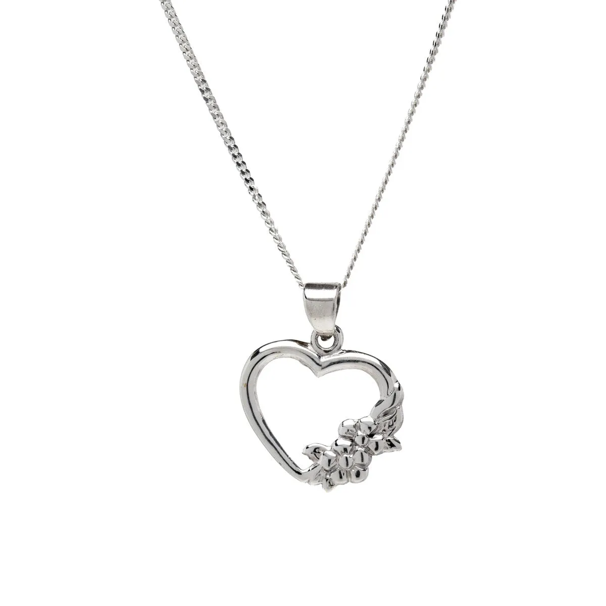 Sterling Silver Open Floral Heart Pendant Necklace - White sold by Zulily
