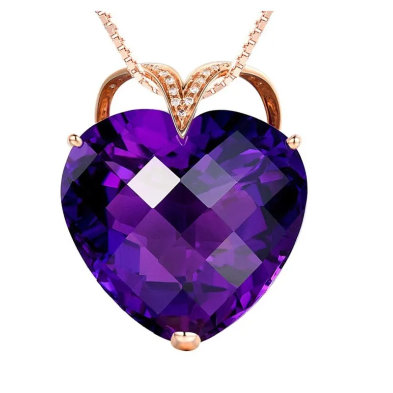 Rose Goldtone Purple Heart Cubic Zirconia Pendant Necklace - White sold by Zulily