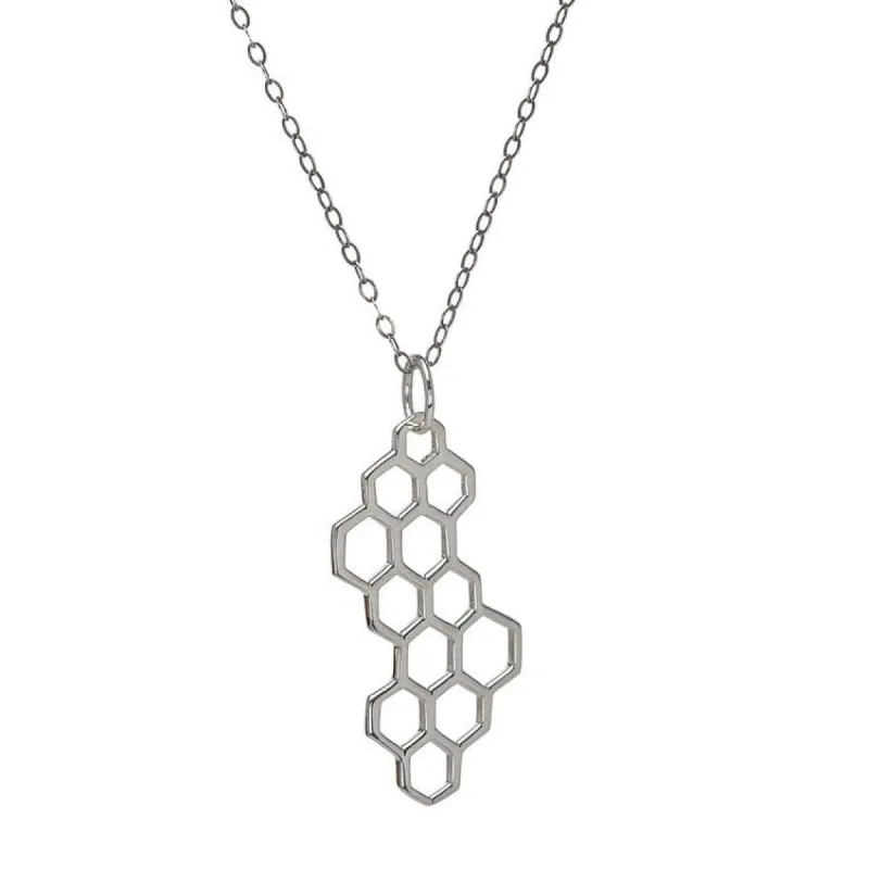 Sterling Silver Honeycomb Pendant Necklace - White sold by Zulily