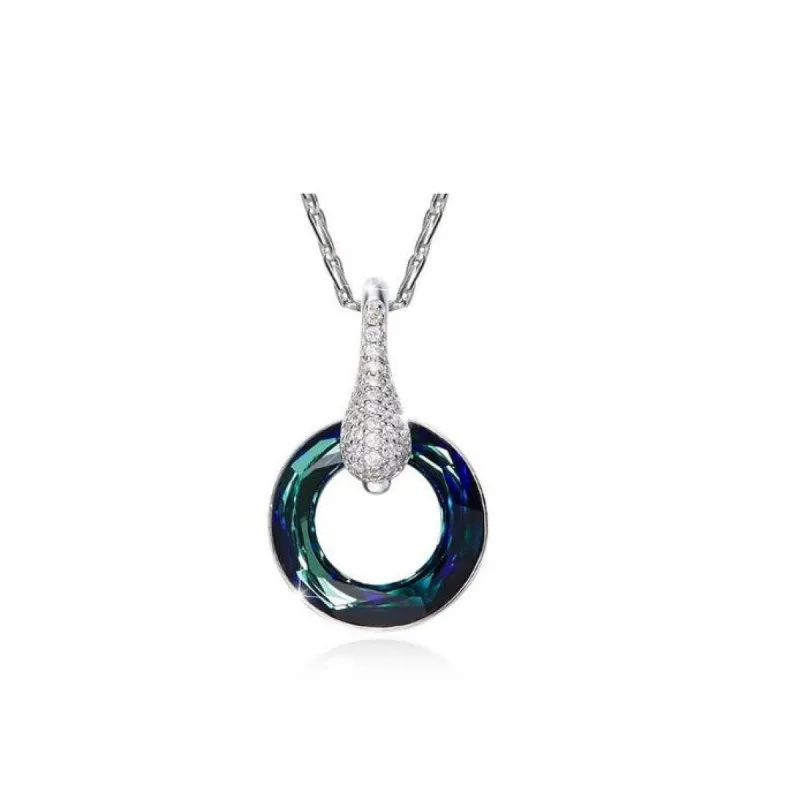 Silvertone Necklace with Bermuda Open Circle Pendant - White sold by Zulily