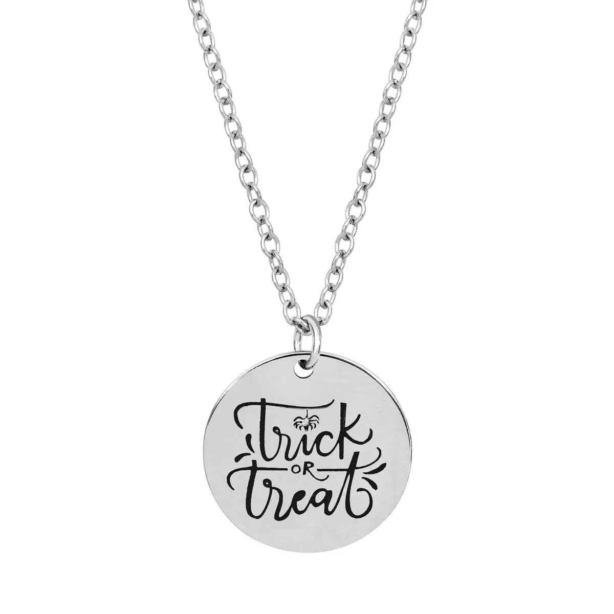 Silvertone Trick Or Treat Halloween Pendant Necklace - White sold by Zulily