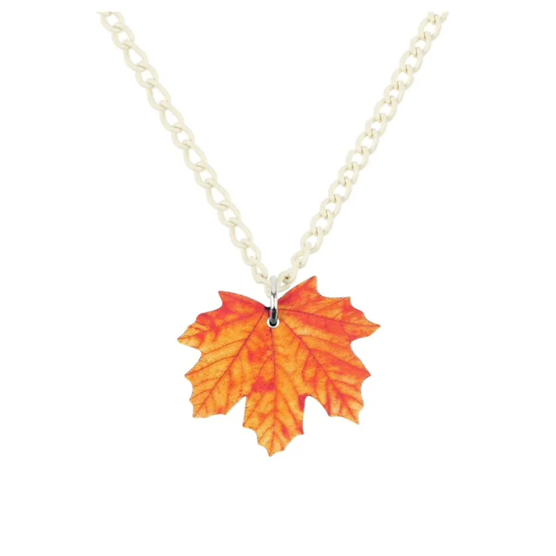 Orange Maple Leaf Pendant Necklace - White sold by Zulily