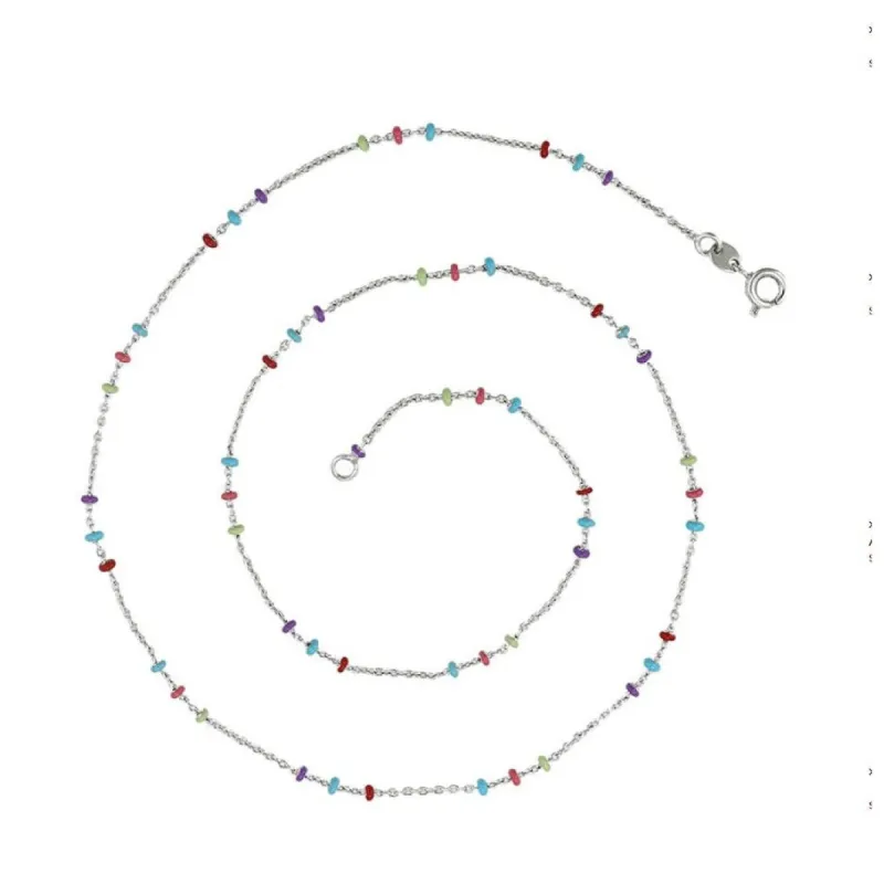 Silvertone Multi Colored Cubic Zirconia Station Necklace - White sold by Zulily