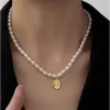 Imitation Pearl With Goldtone Rose Flower Pendant Necklace - White sold by Zulily
