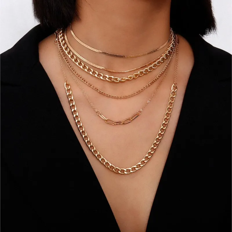 Minimalist Goldtone Chain Layered Necklaces - White sold by Zulily