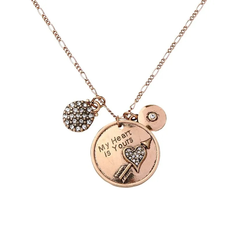 Brass My Heart Is Yours Circular Pendant Necklace - White made by Zulily