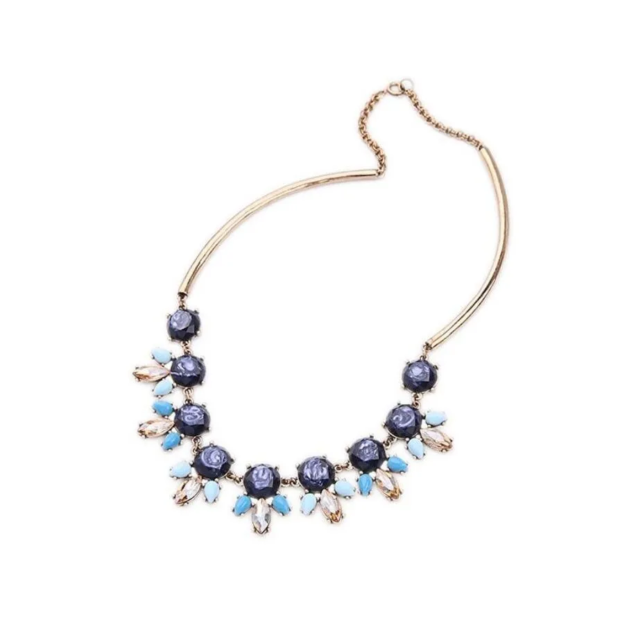 Blue Crystal Statement Necklace - White sold by Zulily