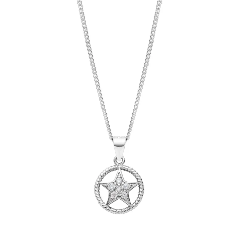 Sterling Silver & Cubic Zirconia Star Circle Pendant Necklace - White sold by Zulily