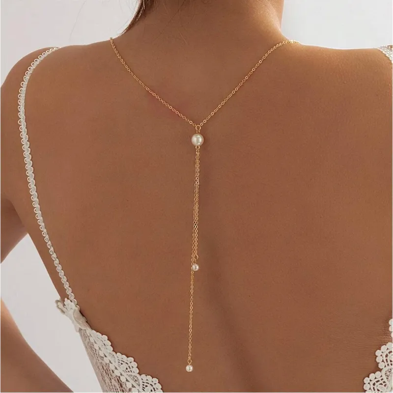 Goldtone Imitation Pearl Back Drop Necklace - White sold by Zulily