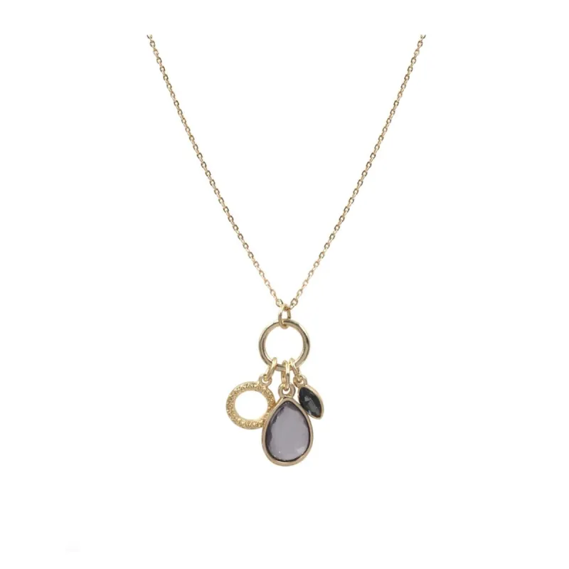 Goldtone Grey Crystal Clustered Pendant Necklace - White sold by Zulily