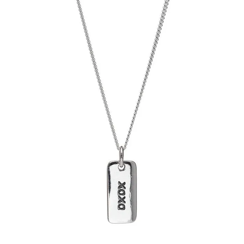 Sterling Silver Bar 'xoxo' Pendant Necklace - White sold by Zulily