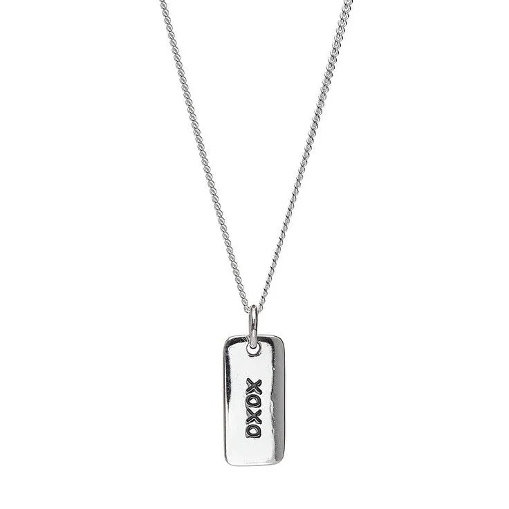 Sterling Silver Bar 'xoxo' Pendant Necklace - White sold by Zulily