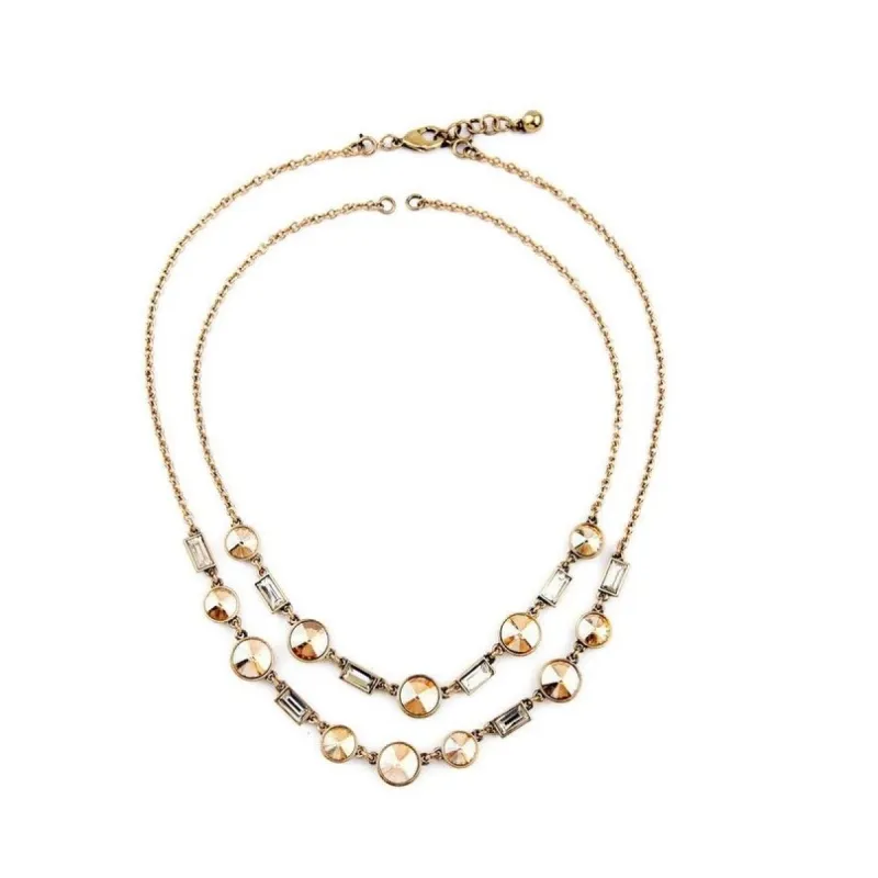 Goldtone Crystal Layered Necklace - White sold by Zulily