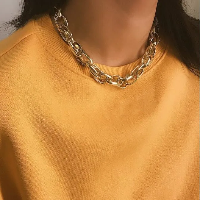 Goldtone Chunky Chain Choker Necklace - White sold by Zulily