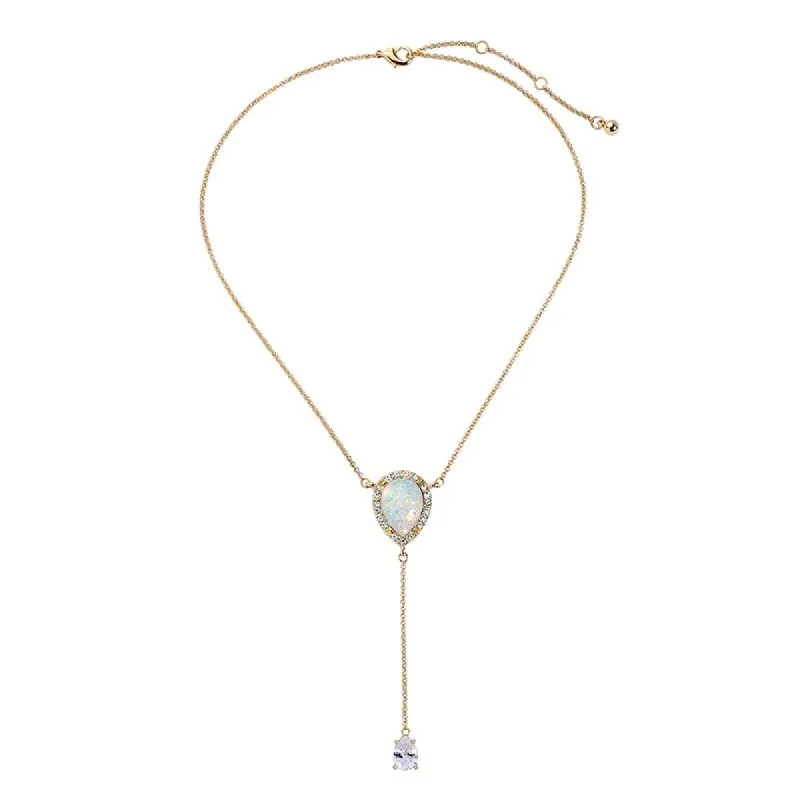 Crystal Goldtone Teardrop Lariat Style Necklace - White sold by Zulily