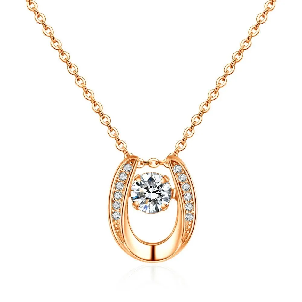 Goldtone Clear Cubic Zirconia Horseshoe Pendant Necklace - White sold by Zulily
