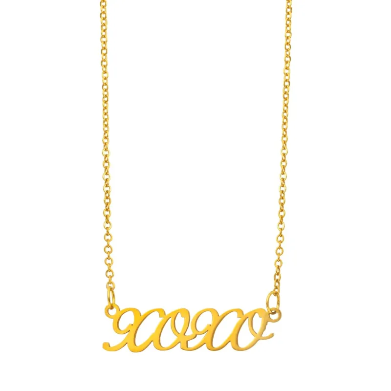 Goldtone Stainless Steel Xoxo Pendant Necklace - White sold by Zulily