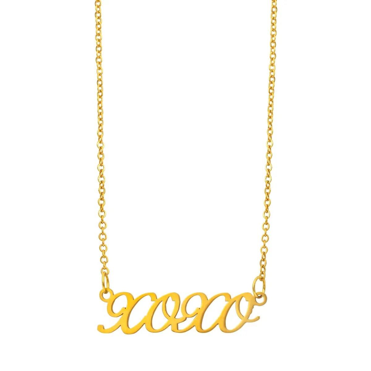 Goldtone Stainless Steel Xoxo Pendant Necklace - White sold by Zulily
