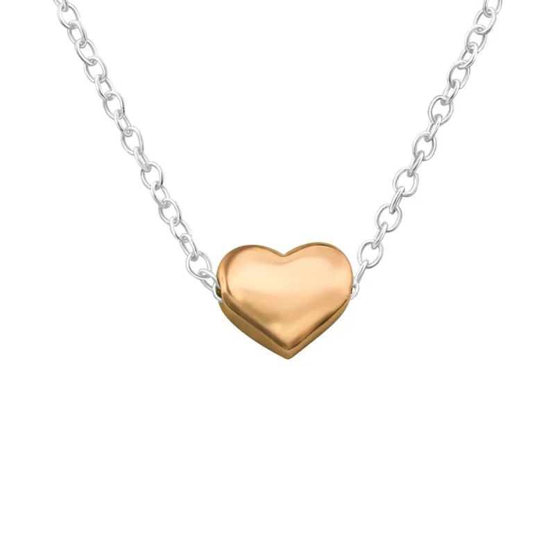 Sterling Silver Rose Goldtone Heart Pendant Necklace - White sold by Zulily