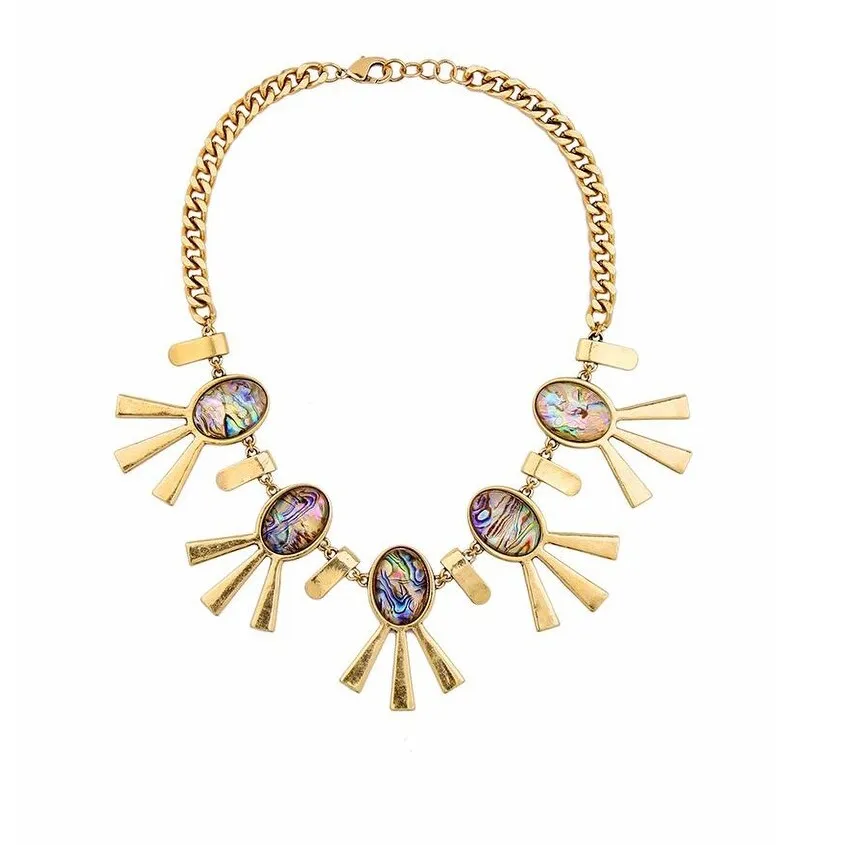 Goldtone Statement Multi Colored Necklace - White sold by Zulily
