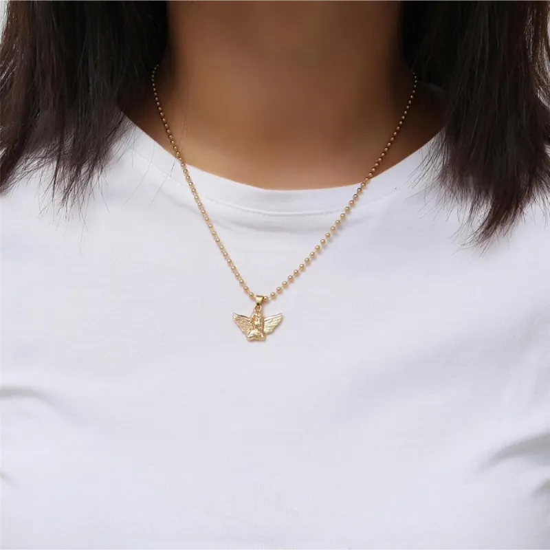 Goldtone Cherub Pendant Necklace - White sold by Zulily