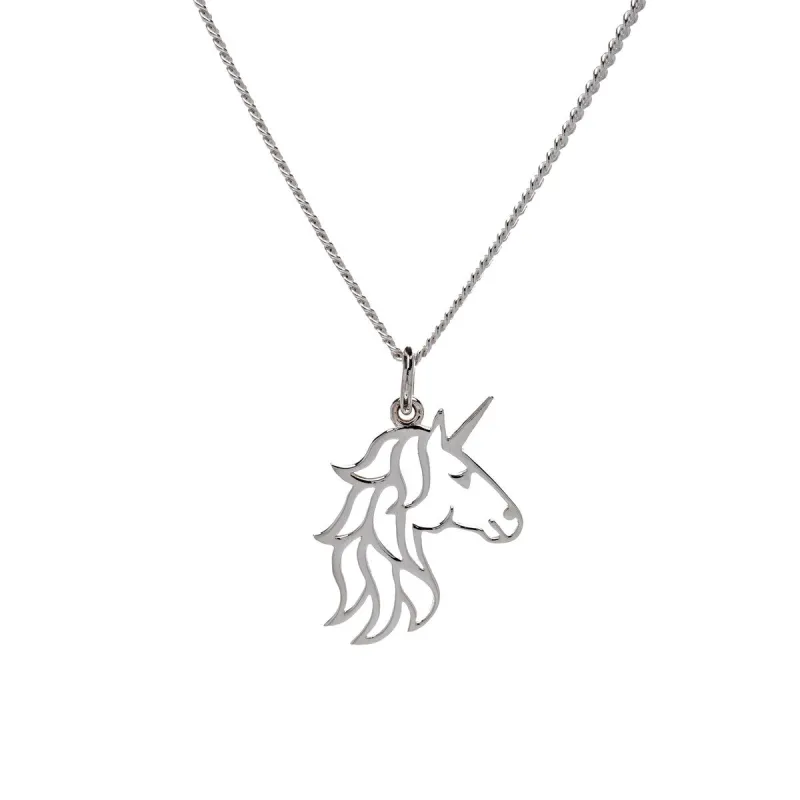 Sterling Silver Unicorn Pendant Necklace - White sold by Zulily