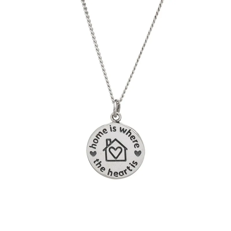 Sterling Silver Round 'home is where the heart is' Pendant Necklace sold by Zulily