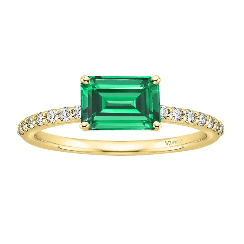 Emerald 18K Gold-Plated Engagement Ring sold by Zulily