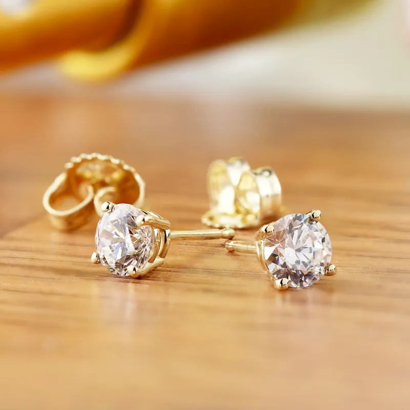 RhythmRocks 14k Gold Lab Grown Round Diamond Stud Earrings 0.25 ct. tw. 4-Prong Push-Back (E-F VS) sold by Zulily