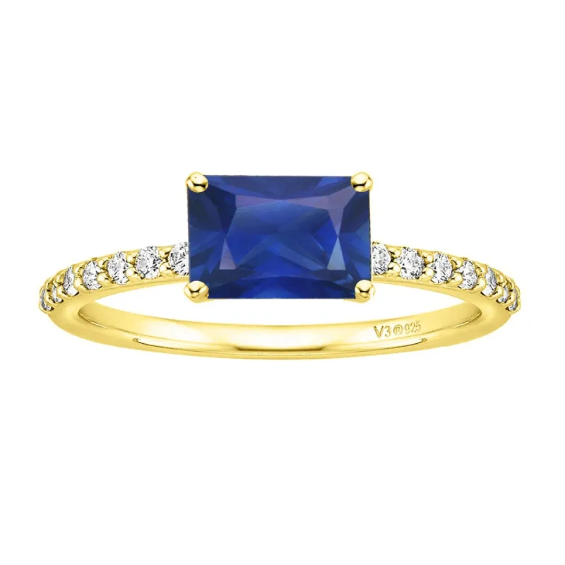 Blue Sapphire 18K Gold-Plated Engagement Ring sold by Zulily