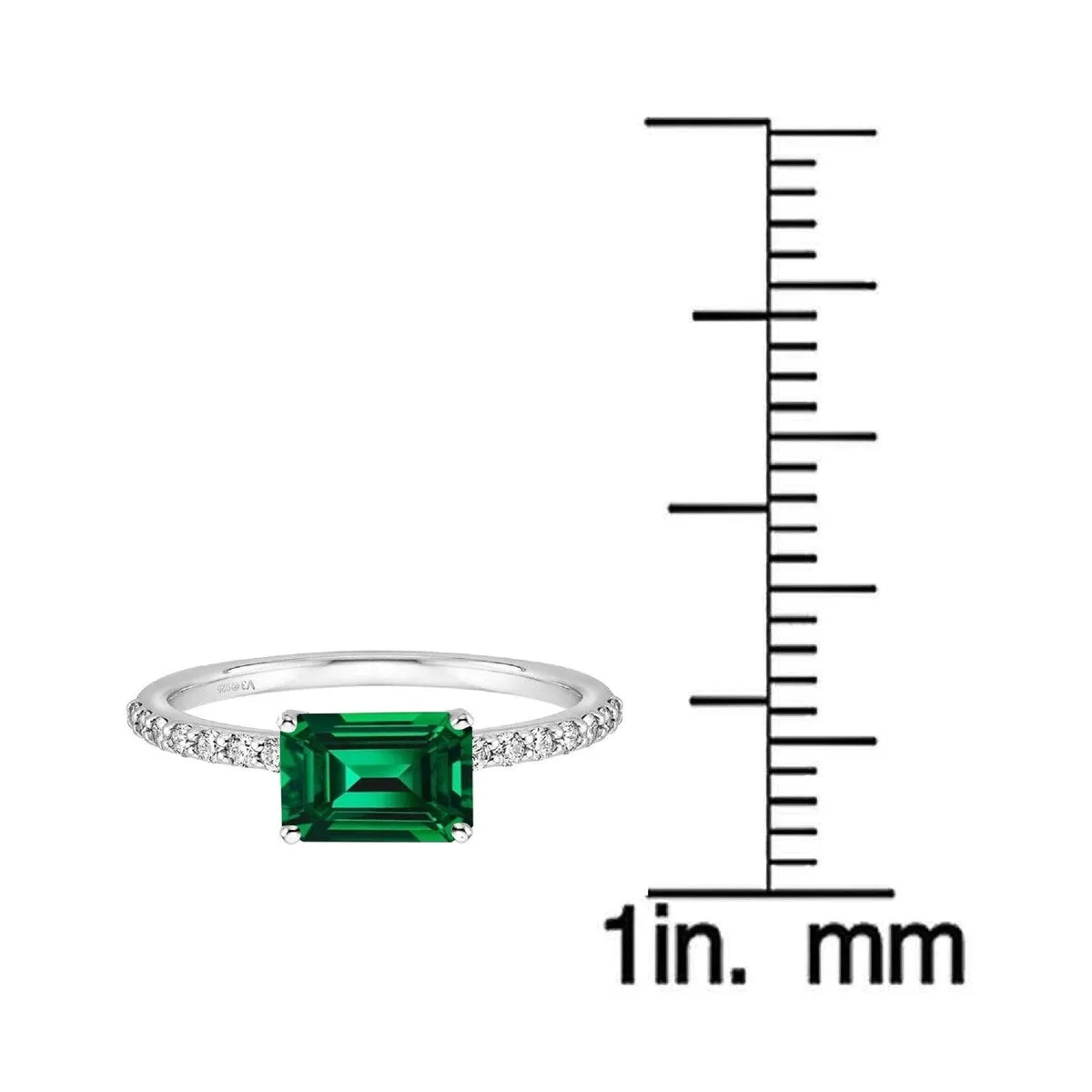 Emerald and White Topaz Sterling Silver Engagement Ring sold by Zulily product image thumbnail 3