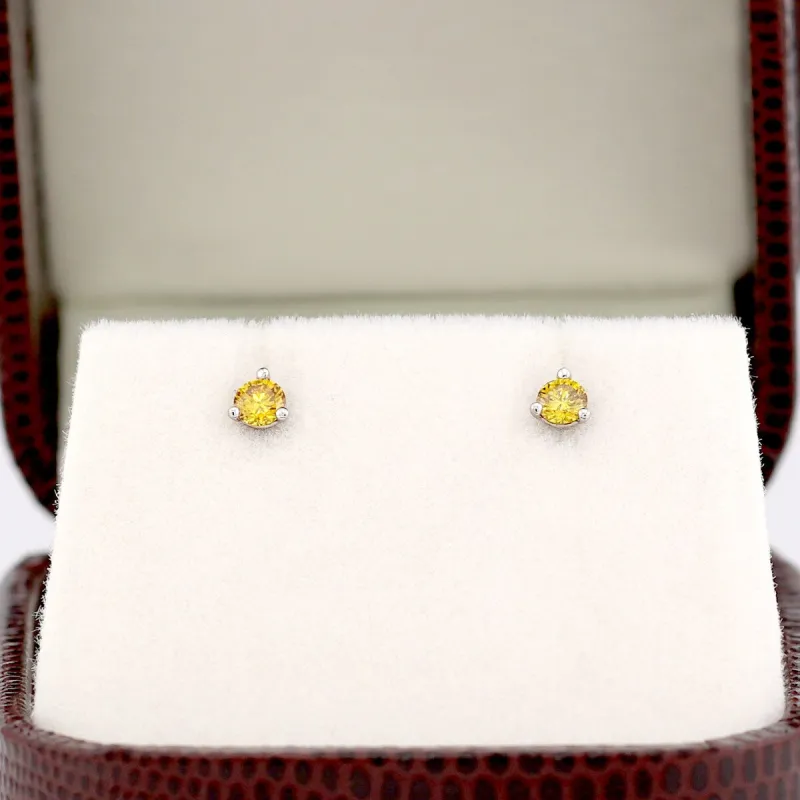 RhythmRocks 14k Gold Lab Grown Round Yellow Diamond Stud Earrings 0.25 ct. tw. 3-Prong Martini Screw-Back (Yell VS) sold by Zulily