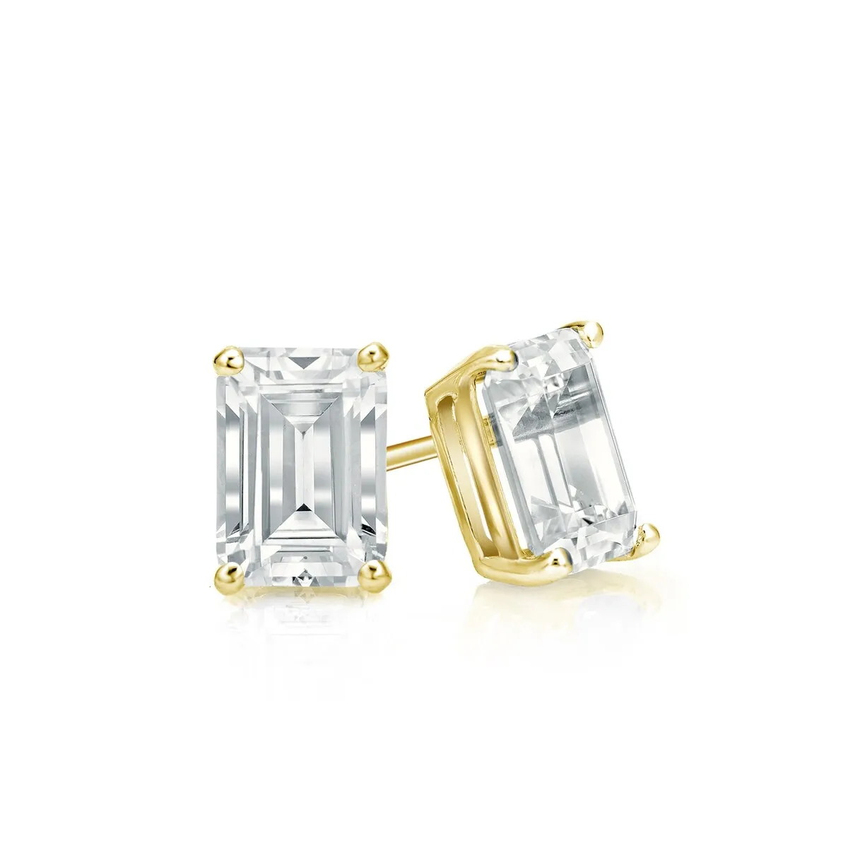 RhythmRocks 14k Gold Lab Grown Emerald-Cut Diamond Stud Earrings 0.75 ct. tw. 4-Prong Push-Back (E-F VS) sold by Zulily product image thumbnail 3