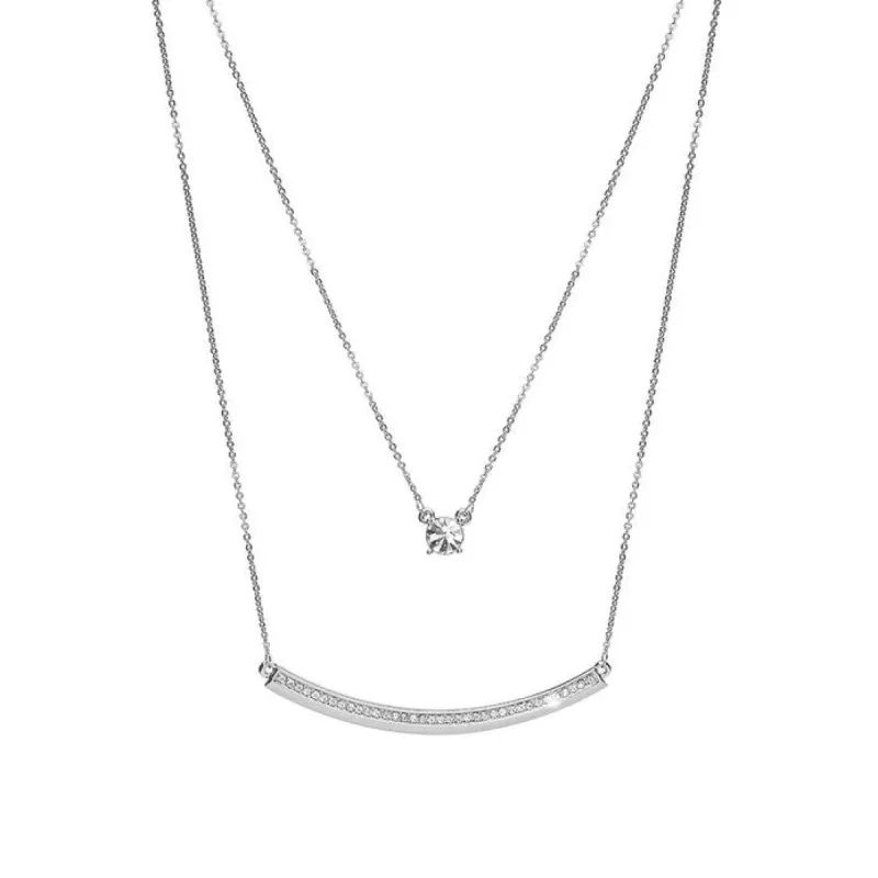 Silvertone Layered Bar Necklace With Swarovski Crystals sold by Zulily